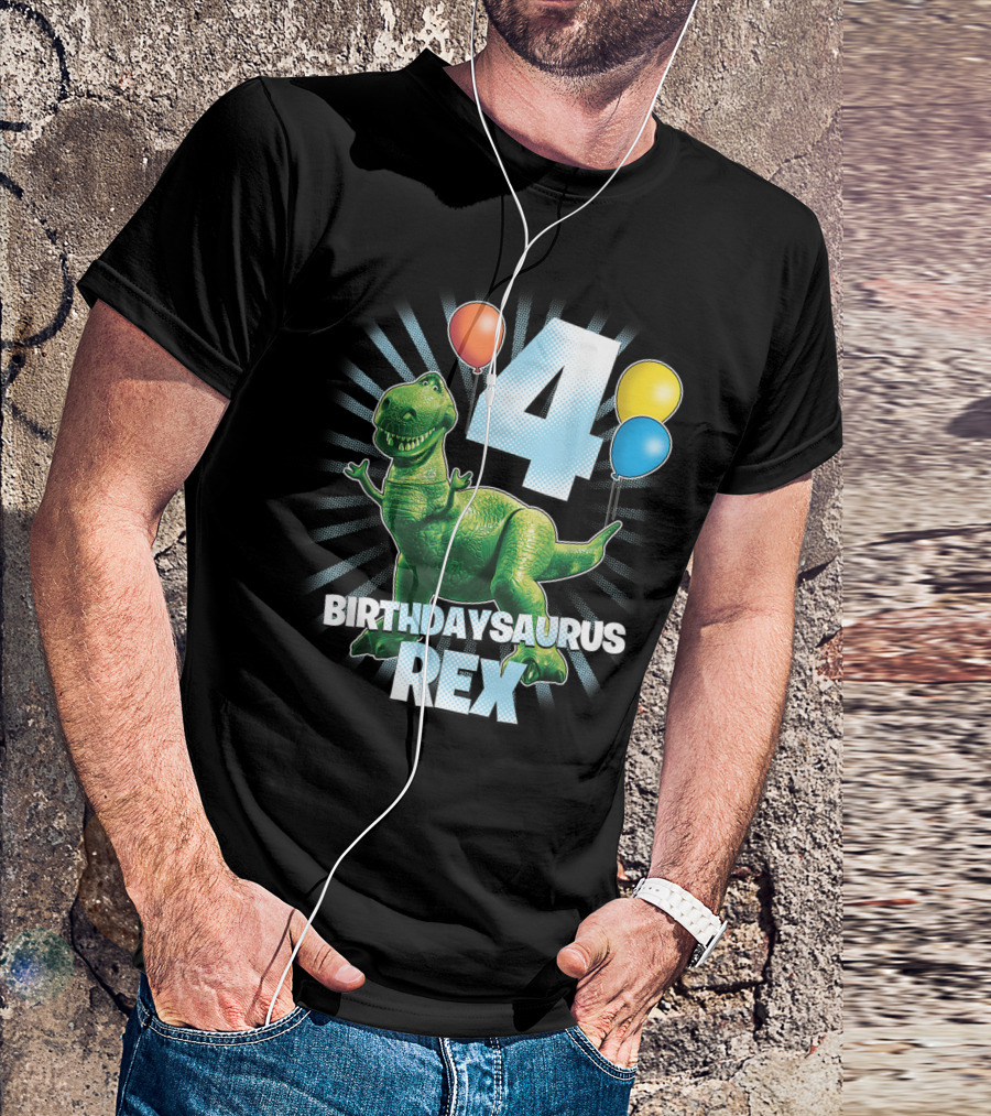 Disney Pixar Toy Story Birthdaysaurus Rex 4 Balloons Party T-Shirt