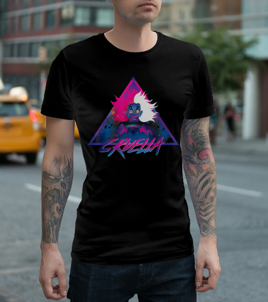 Cruella Disney Villains 90s Rock Band Retro Neon Aesthetic T-Shirt