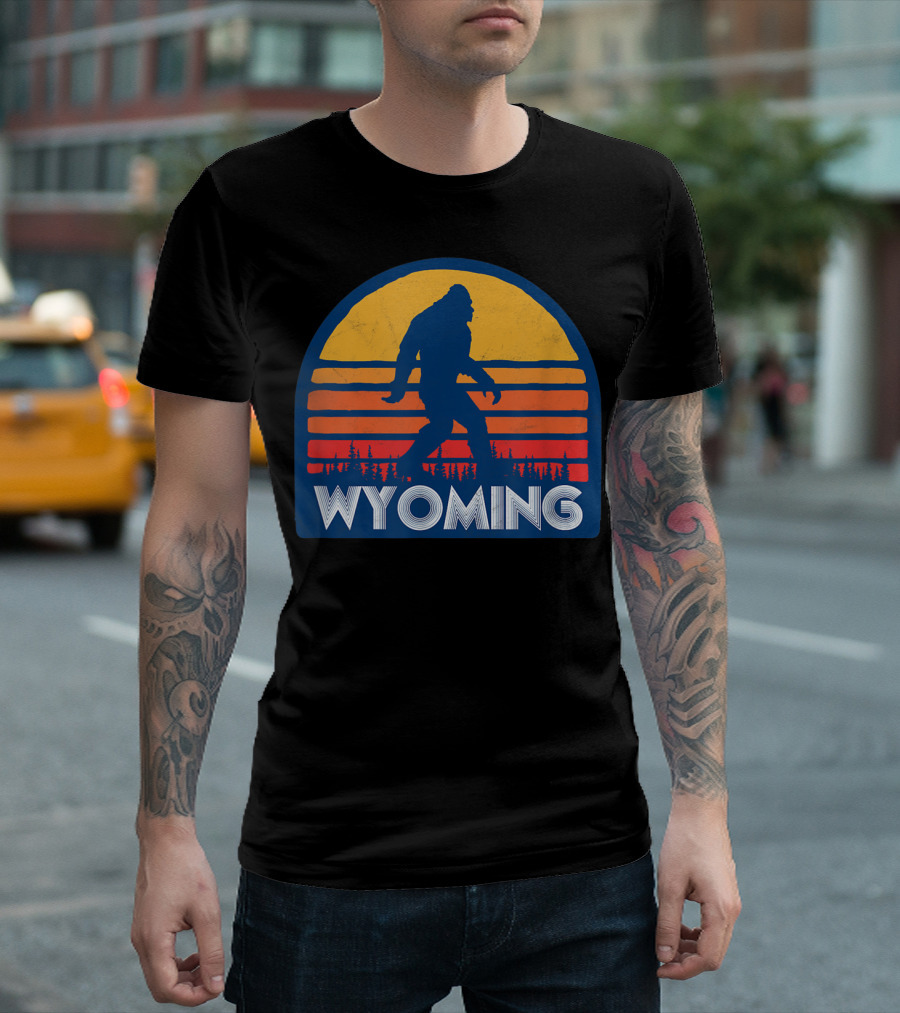 Wyoming Bigfoot Sasquatch Sunset T-Shirt
