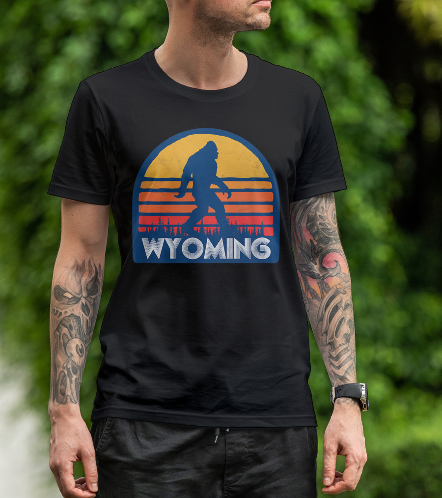 Wyoming Bigfoot Sasquatch Sunset T-Shirt