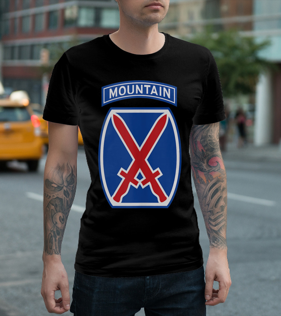 10th Mountain Division Military Patch Emblem with Crossed Swords T-Shirt