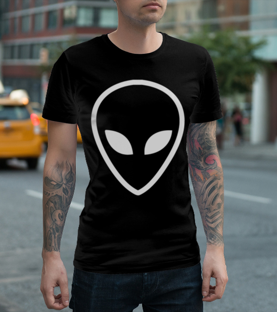 Alien Head Pocket Black Ufo T-Shirt
