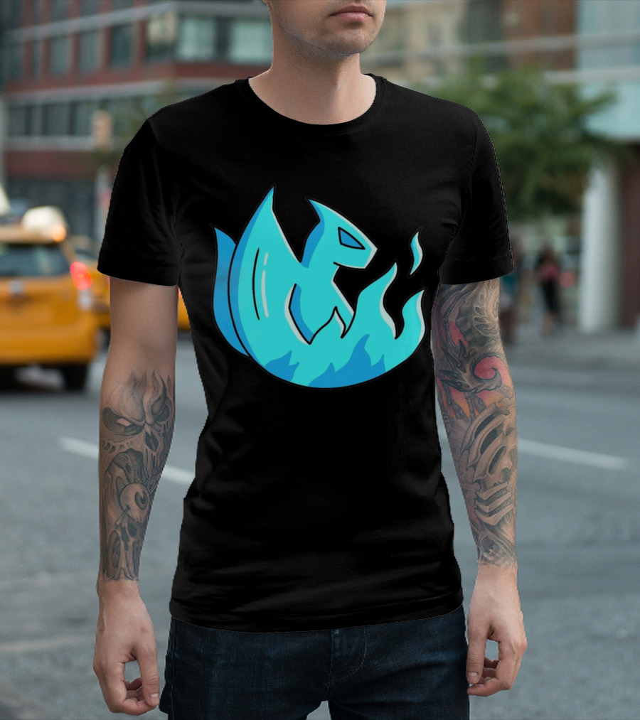 Blue Flame Dragon Fire Icon Fantasy Image T-Shirt