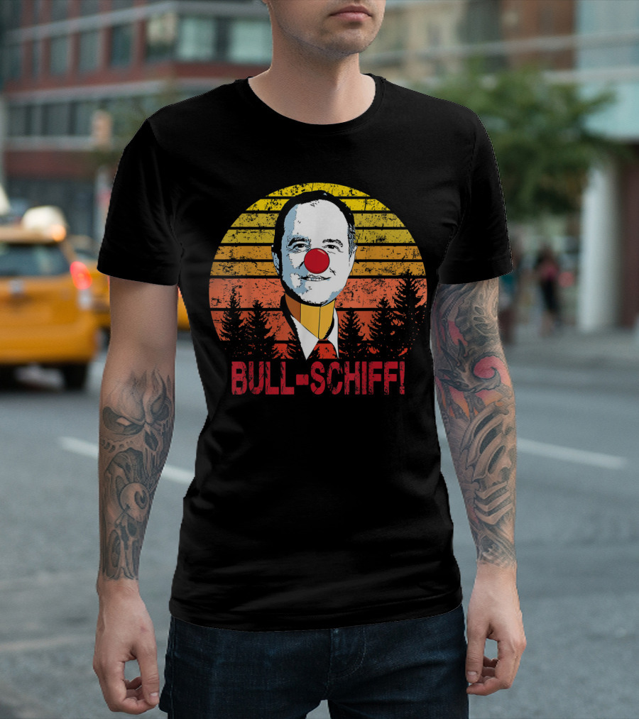Bull Schiff Shifty Adam Schiff Clown Red Nose Sunset Forest T-Shirt