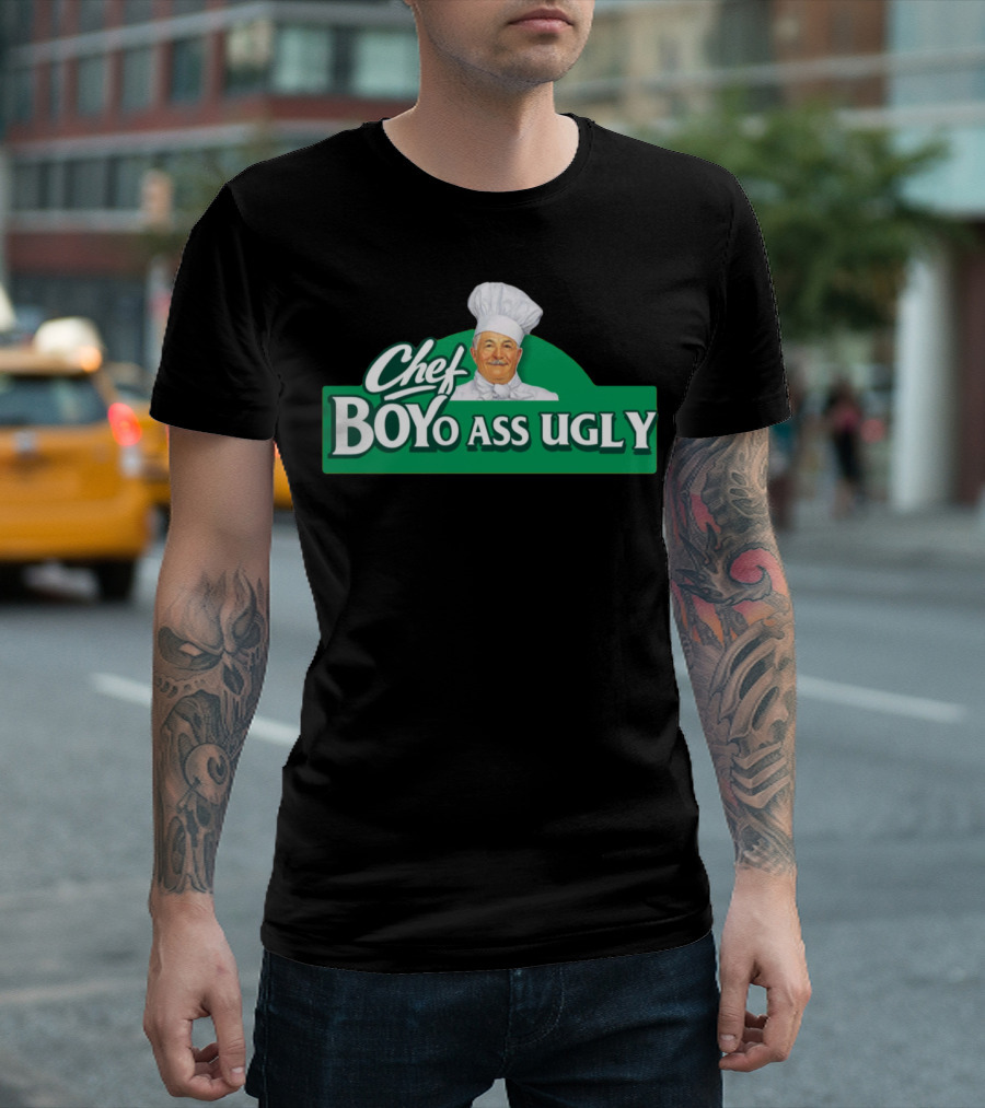 Chef Boyo Ass Ugly Chef with Green Background T-Shirt