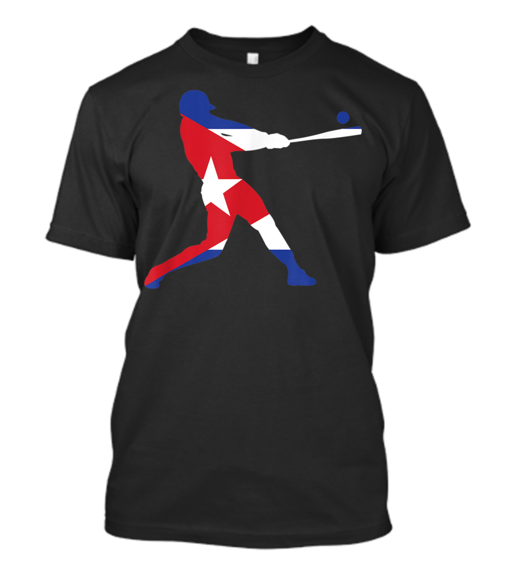 Cuba Baseball Player Silhouette With Cuban Flag Colors T-Shirt