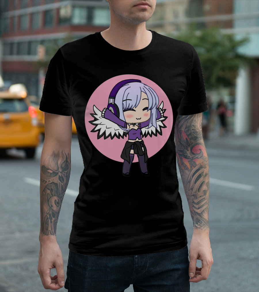 Kawaii Chibi Anime Girl With Wings and Headphones T-Shirt