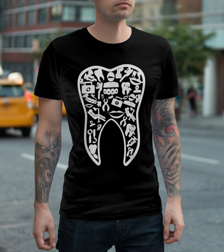 Dentist Tools Big Molar Tooth I Care Cool Iconic T-Shirt