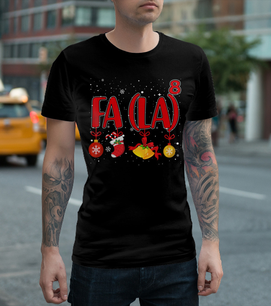 Fa La La Math Christmas Teacher Bells And Ornaments Snowflake Equation T-Shirt
