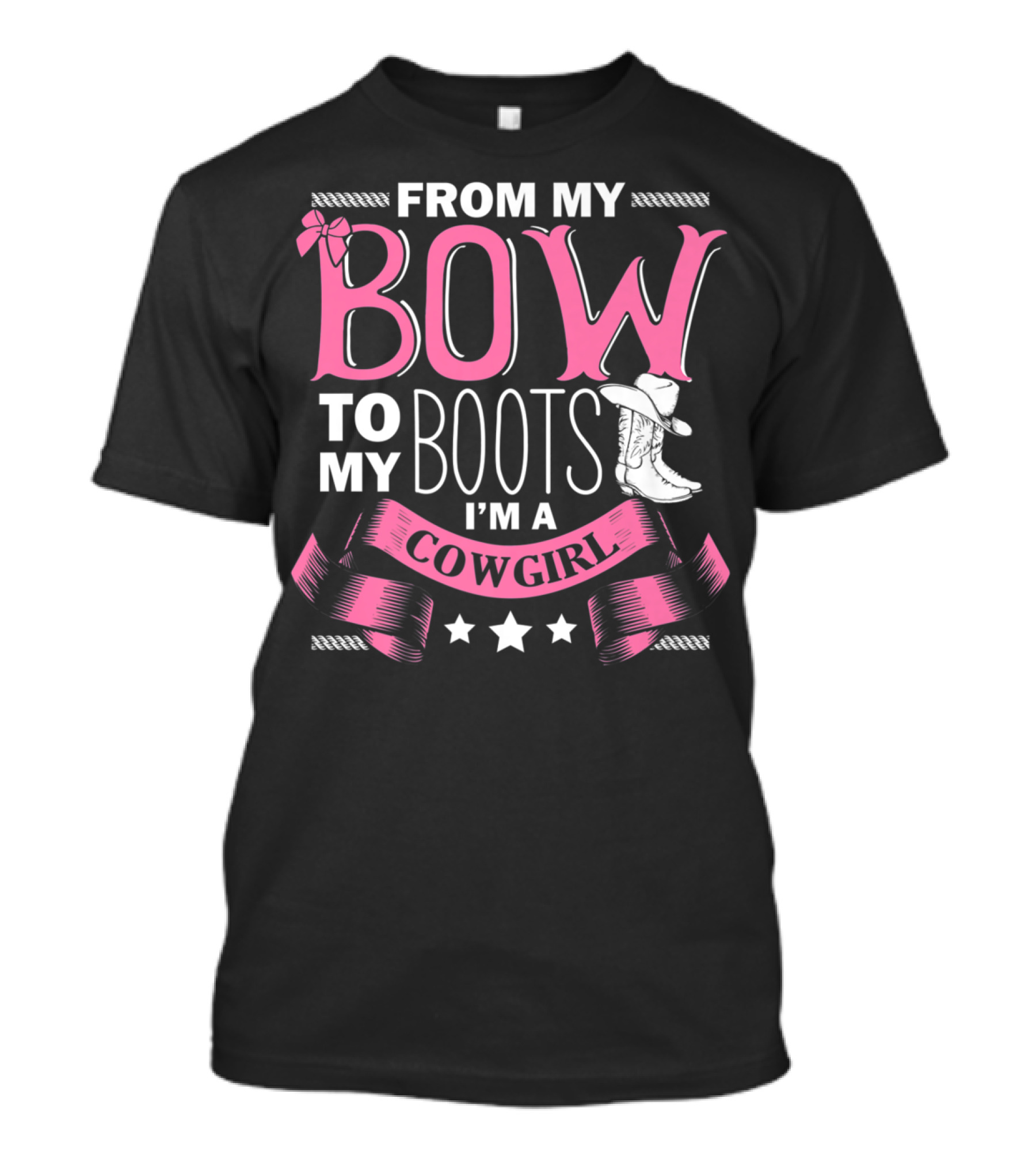 From My Bow To My Boots I'm A Cowgirl Stars Pink Ribbon Cowboy Hat T-Shirt