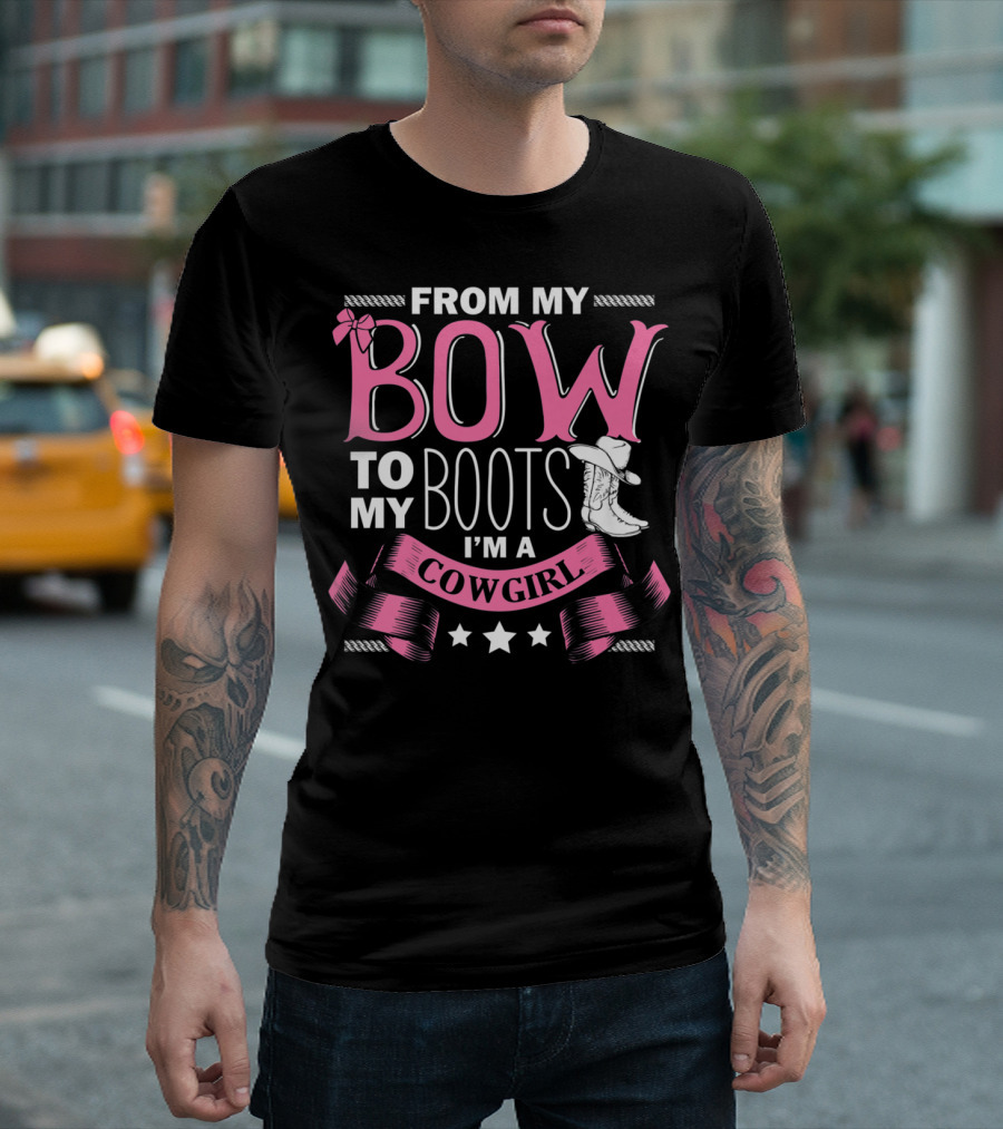 From My Bow To My Boots I'm A Cowgirl Stars Pink Ribbon Cowboy Hat T-Shirt