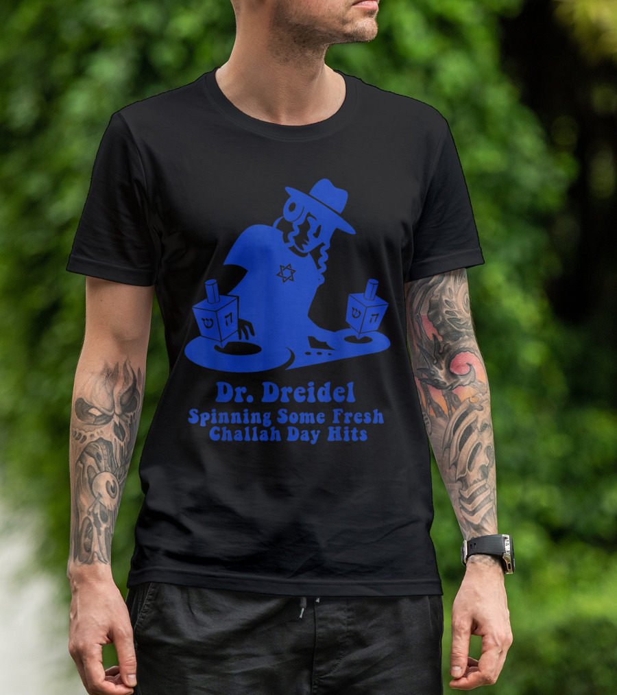 Funny Hanukkah Mens Dr Dreidel Spinning Some Fresh Challah Day Hits T-Shirt