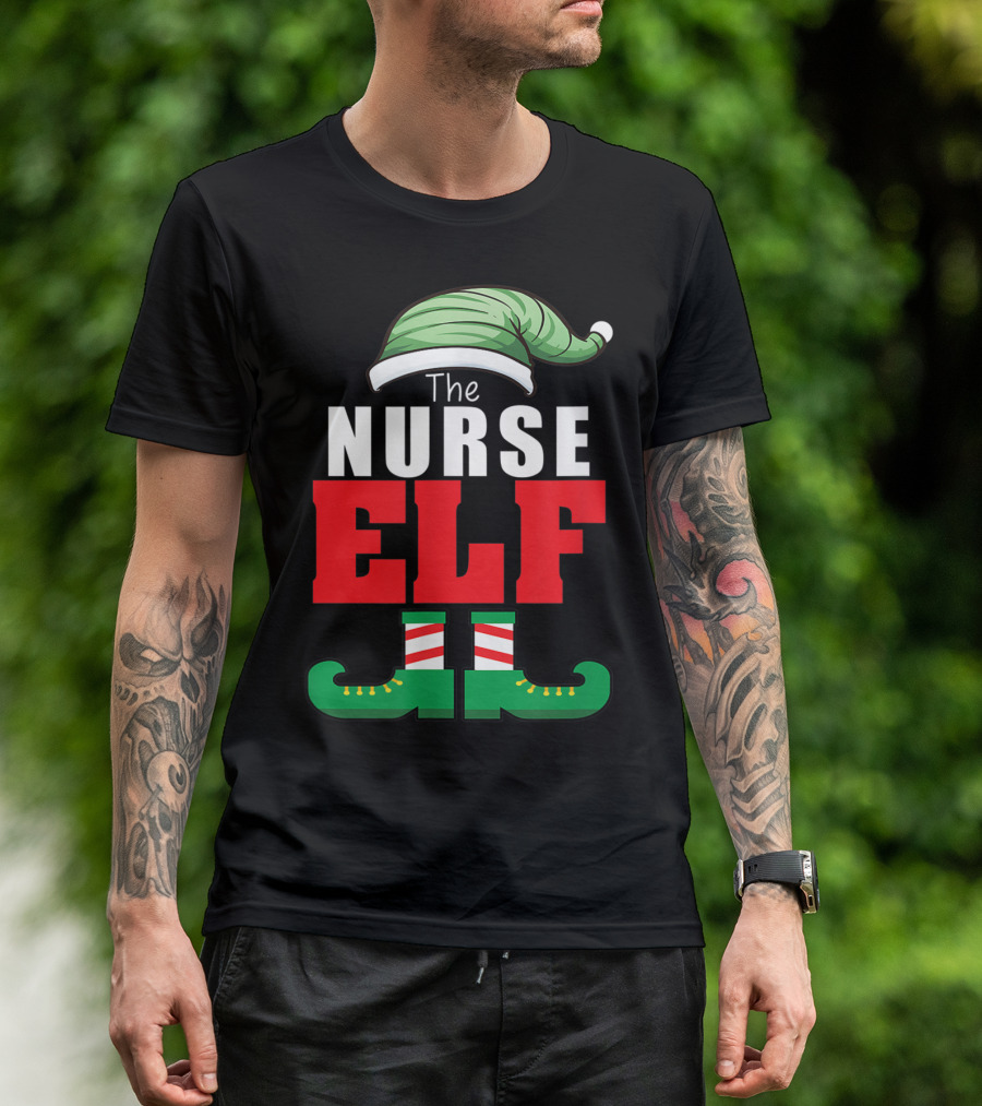 The Nurse Elf Funny Matching Family Group Holiday T-Shirt