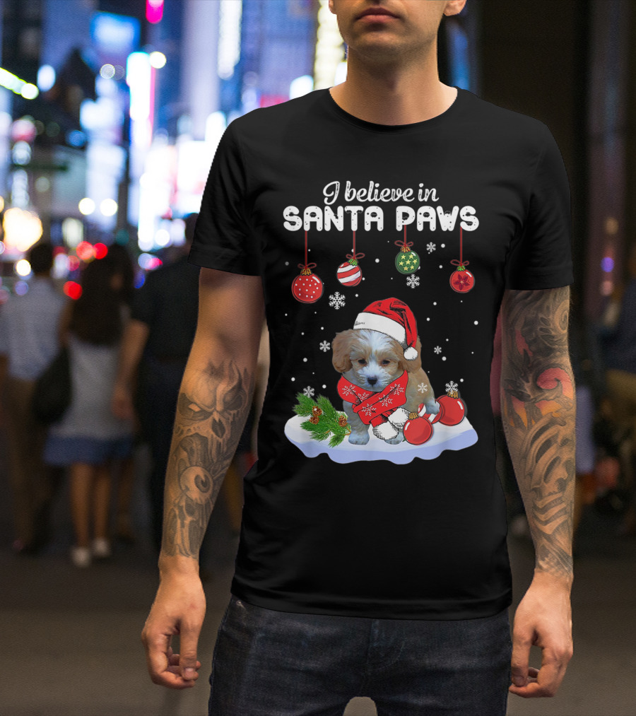 I Believe In Santa Paws Christmas Shihpoo Dog Decor T-Shirt