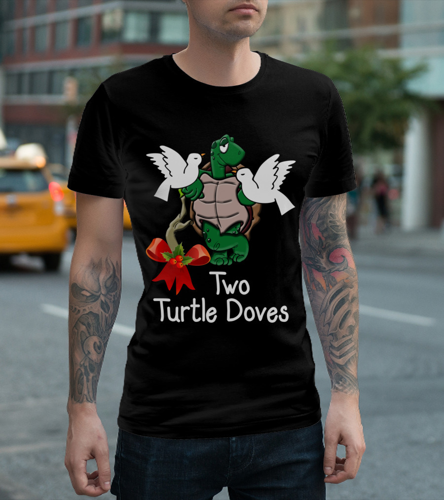 Funny Two Turtle Doves Twelve Days Christmas Holiday T-Shirt