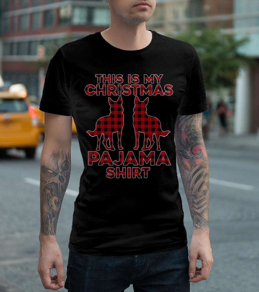 This Is My Christmas Pajama Shirt German Shepherd Red Plaid T-Shirt