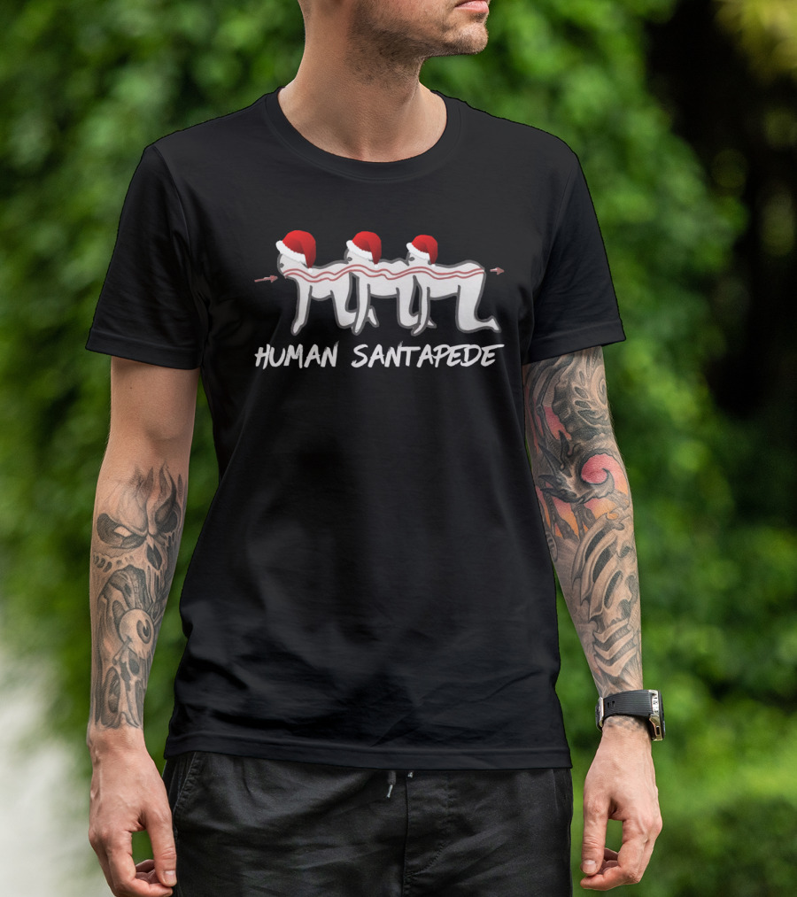 Human Santapede Funny Santa Claus Santa Hats T-Shirt