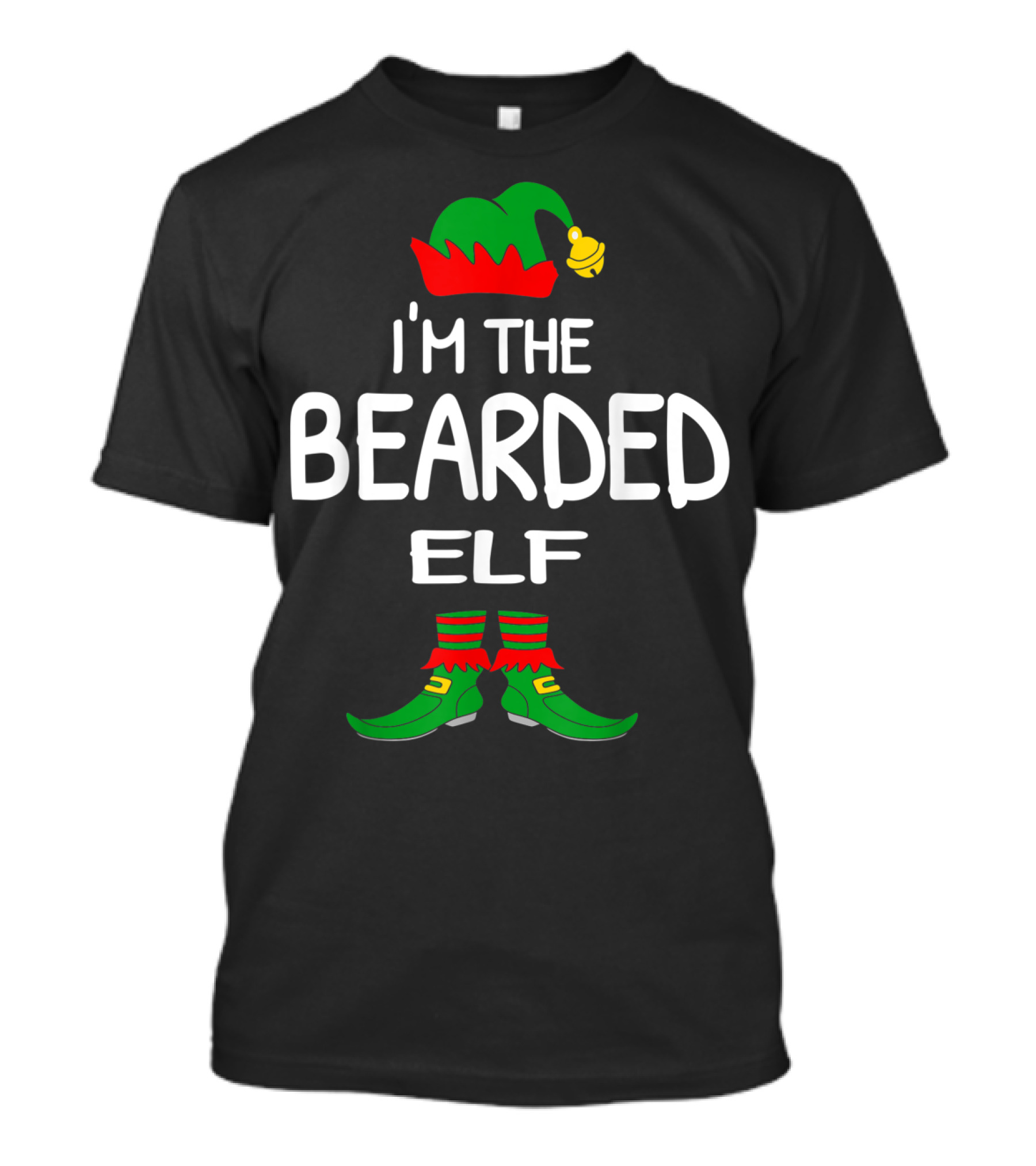 I'm The Bearded Elf Santa Hat And Boots Christmas T-Shirt