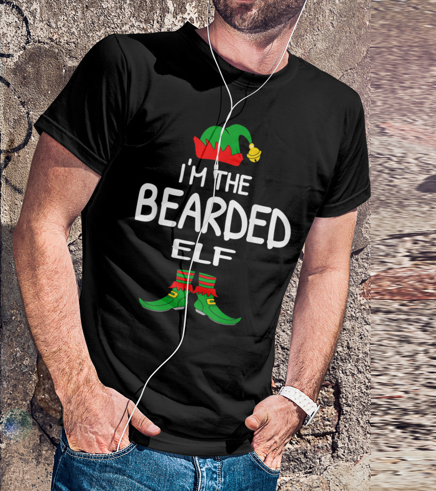 I'm The Bearded Elf Santa Hat And Boots Christmas T-Shirt