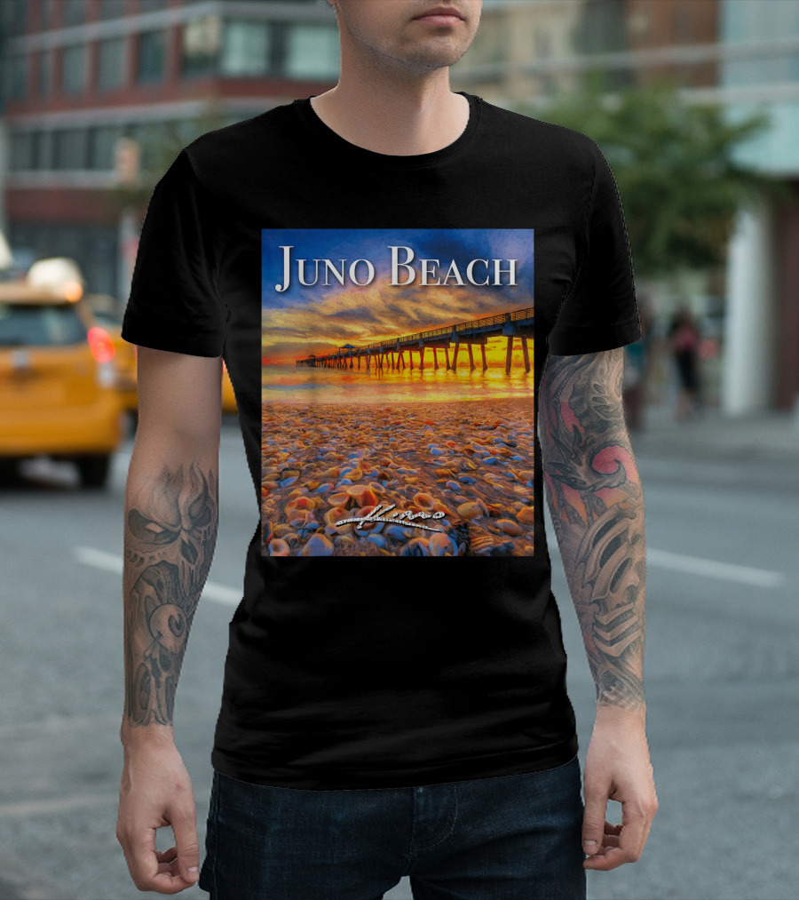 Juno Beach Pier Sunrise Seashells Ocean View T-Shirt