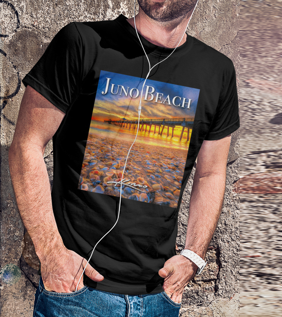 Juno Beach Pier Sunrise Seashells Ocean View T-Shirt