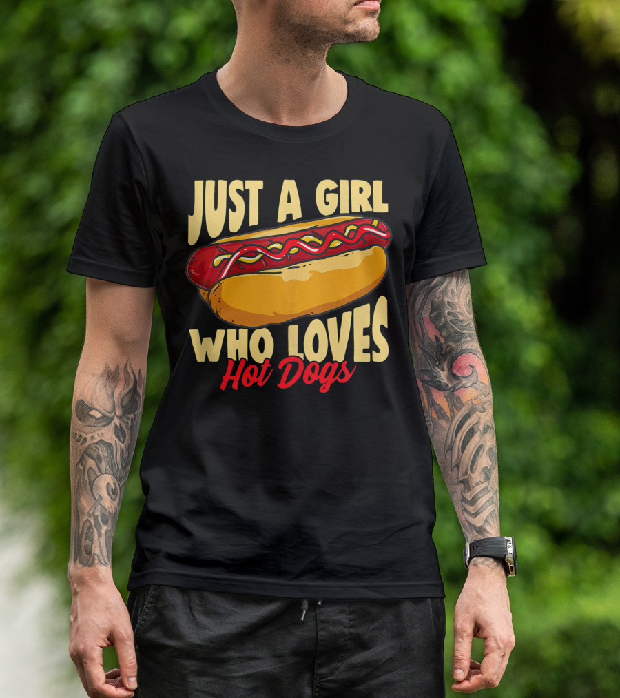 Just A Girl Who Loves Hot Dogs With Ketchup And Mustard T-Shirt