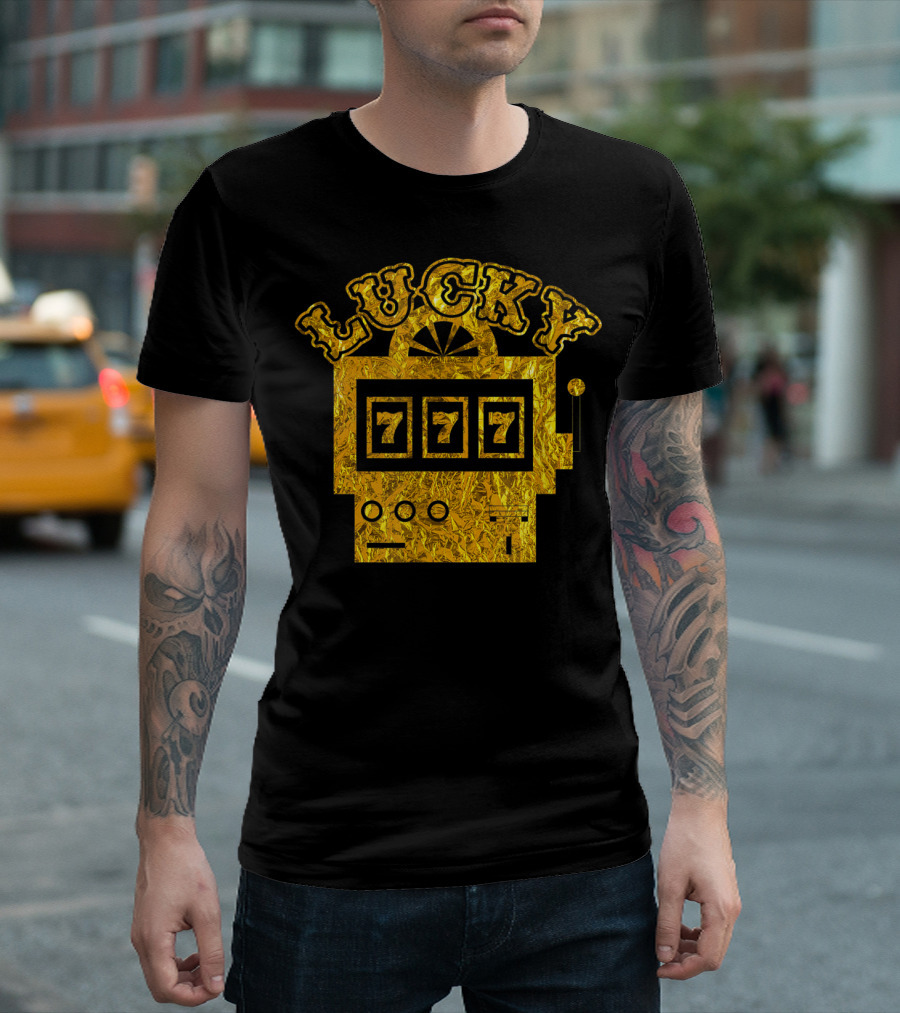 Lucky Gold Foil Jackpot Slot Machine 777 T-Shirt