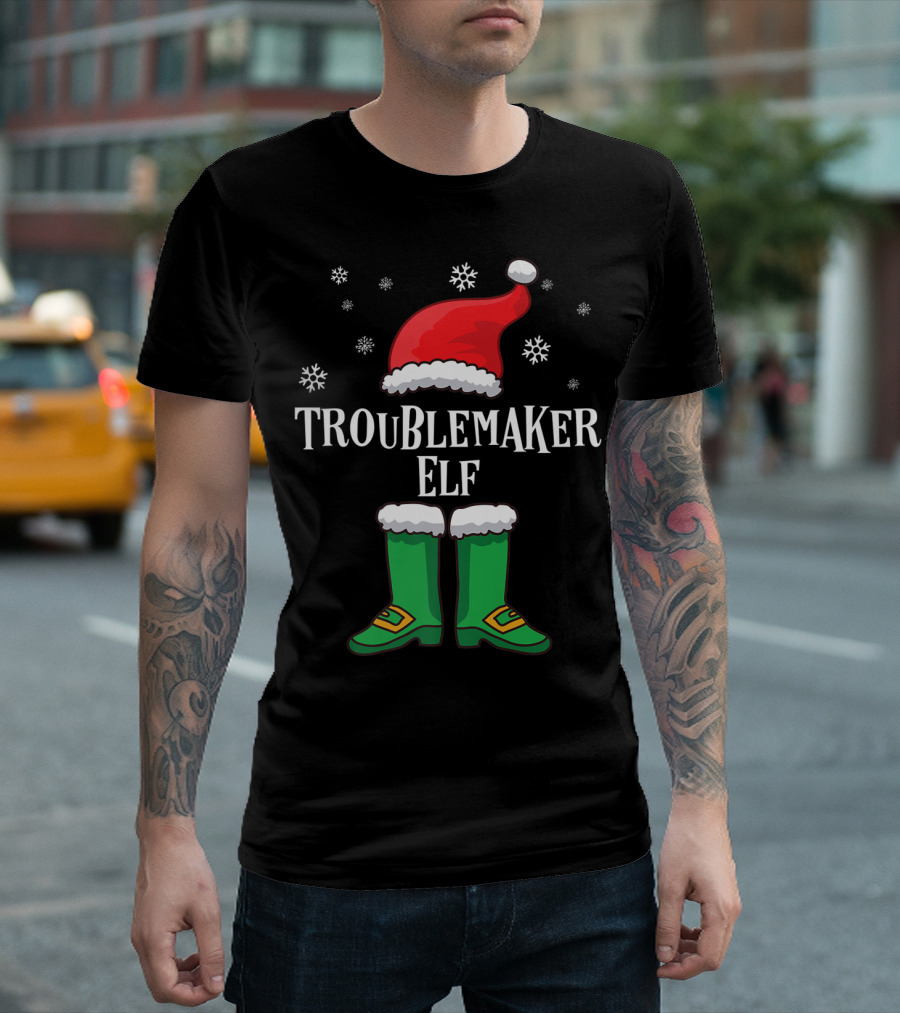 Troublemaker Elf Matching Family Christmas T-Shirt