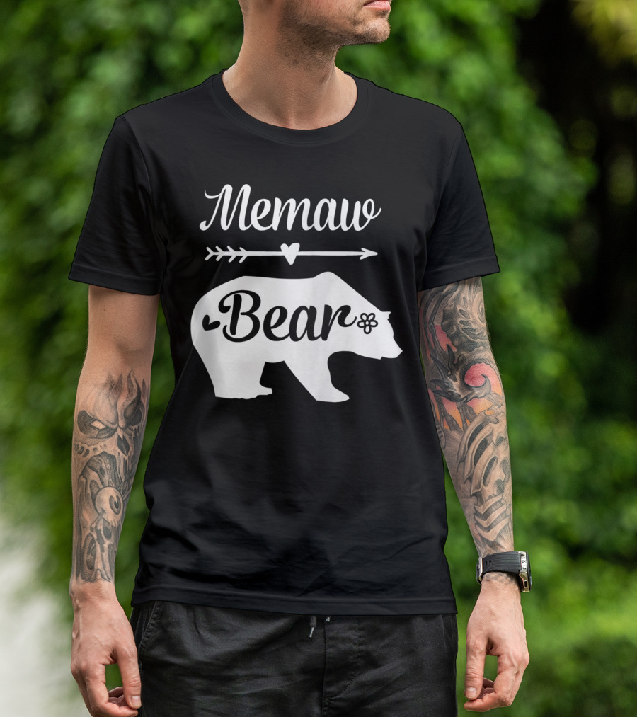 Memaw Heart Arrow Bear Silhouette For Grandma T-Shirt