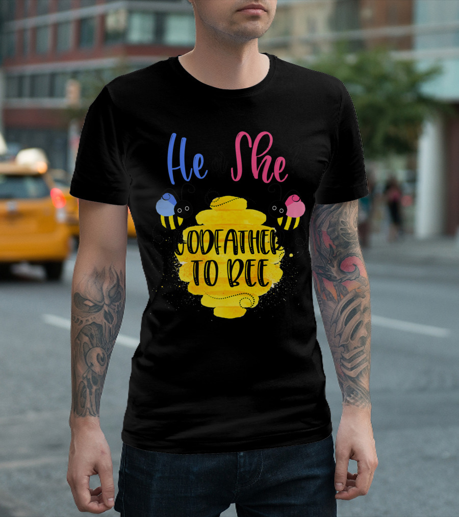 Godfather To Bee He Or She Gender Reveal Mens T-Shirt