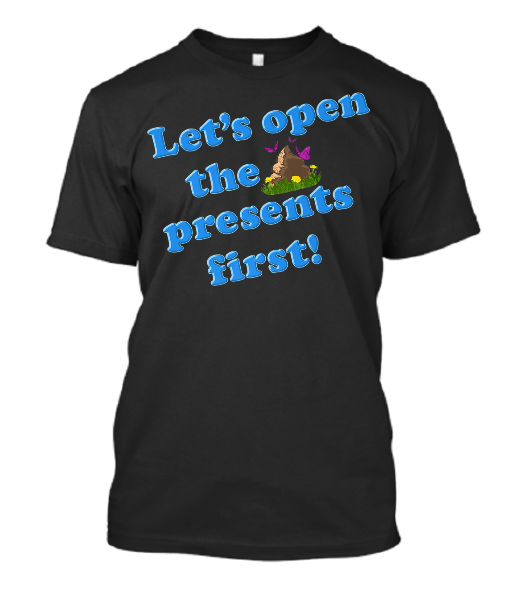 Let's Open The Presents First Butterfly And Rock Garden Scene T-Shirt