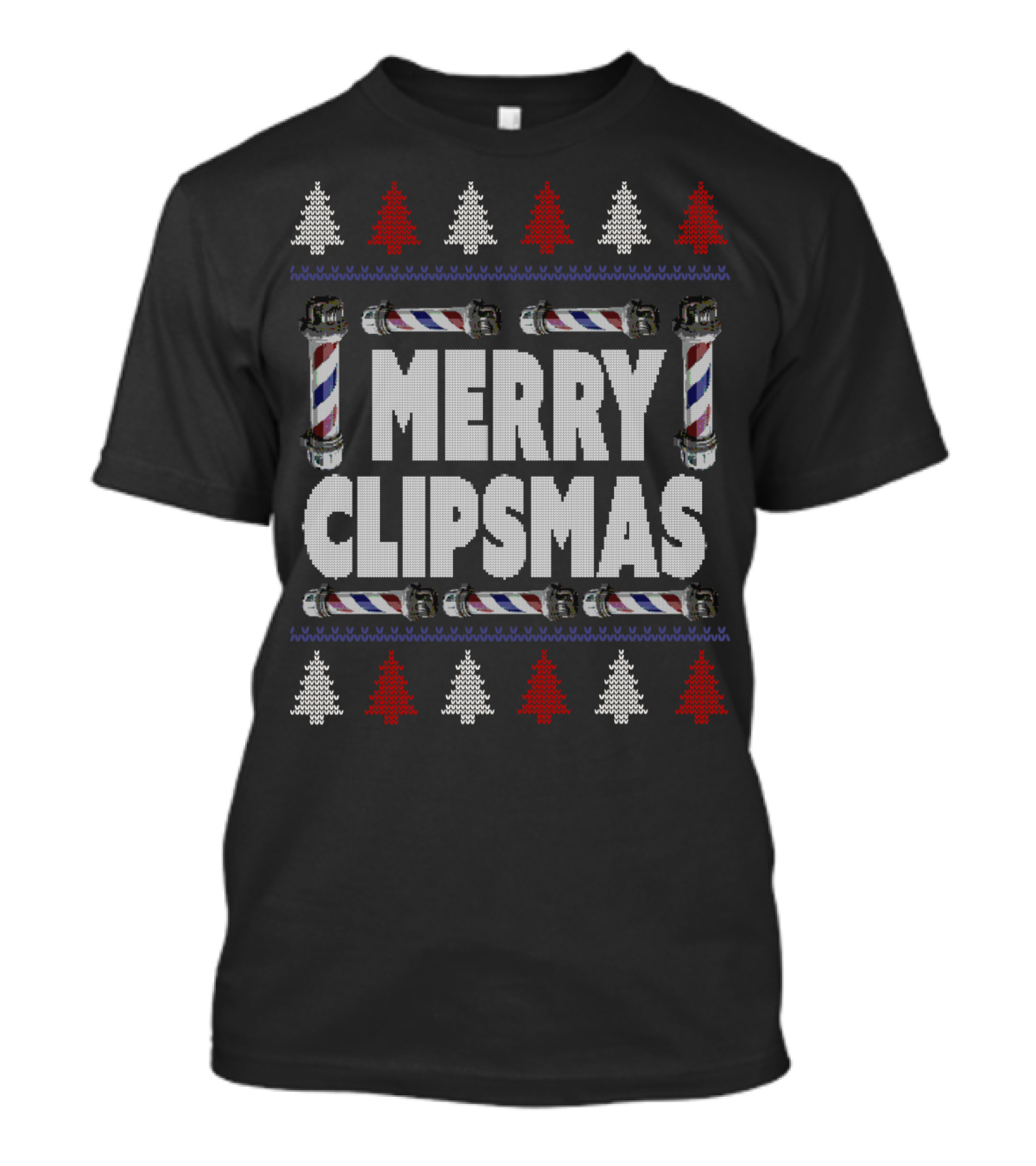 Merry Clipsmas Ugly Christmas Barber Pole Festive T-Shirt