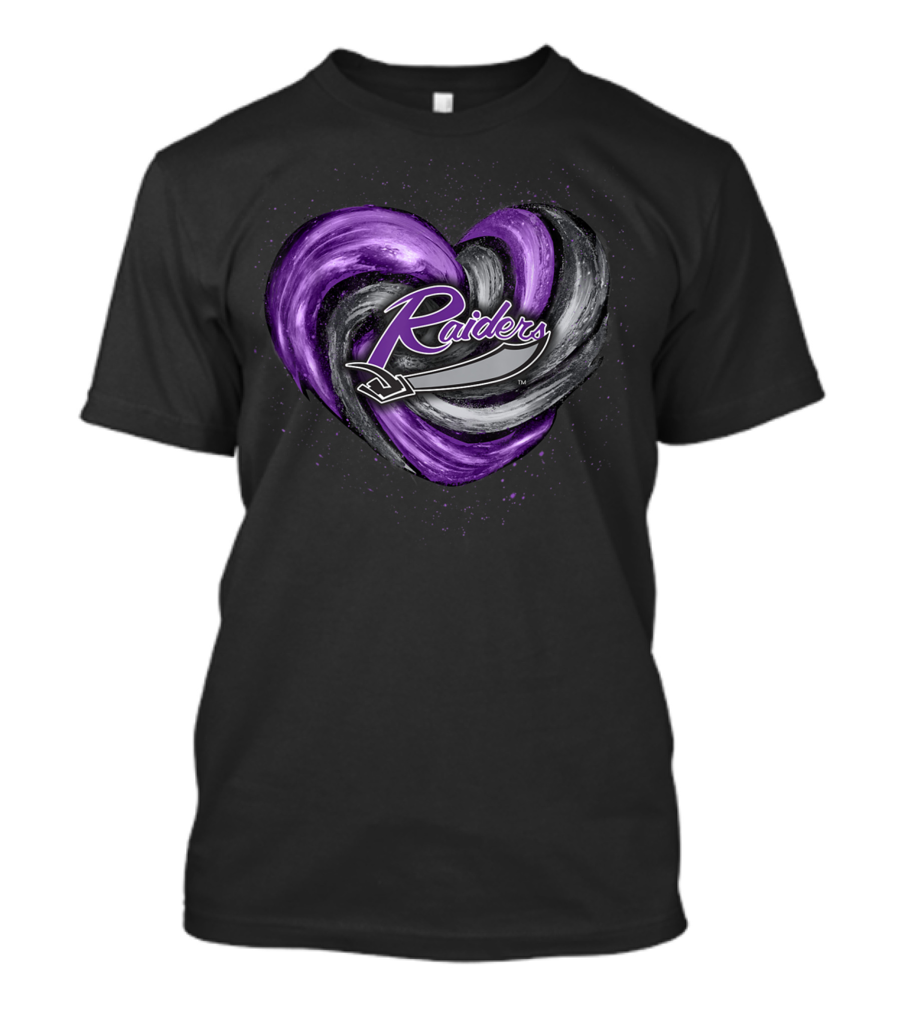 Mount Union Raiders Purple And Black Heart T-Shirt