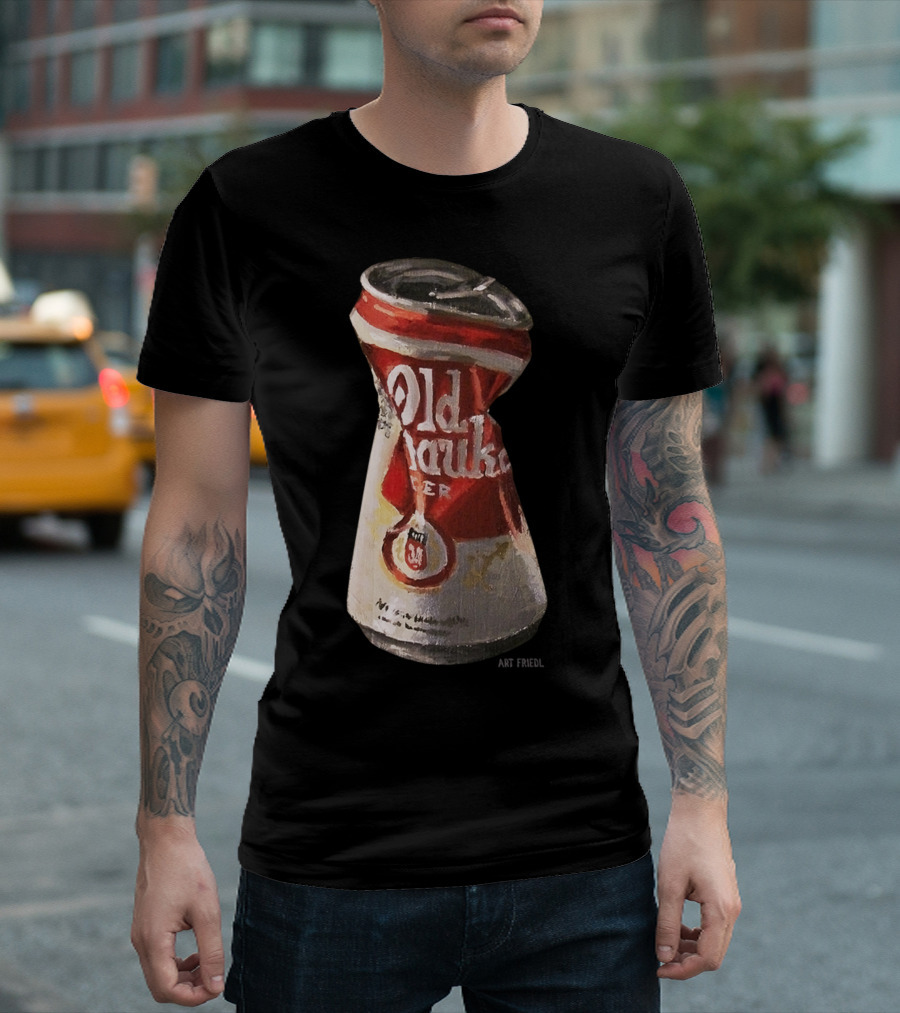 Old Milwaukee Crushed Beer Can Art Friedl T-Shirt