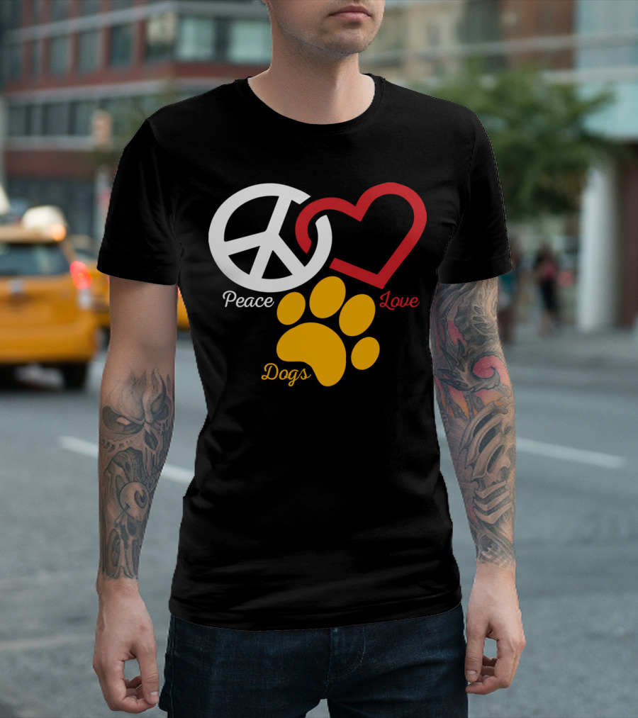 Peace Love Dogs Funny Dog Lovers Perfect Iconic Symbols T-Shirt