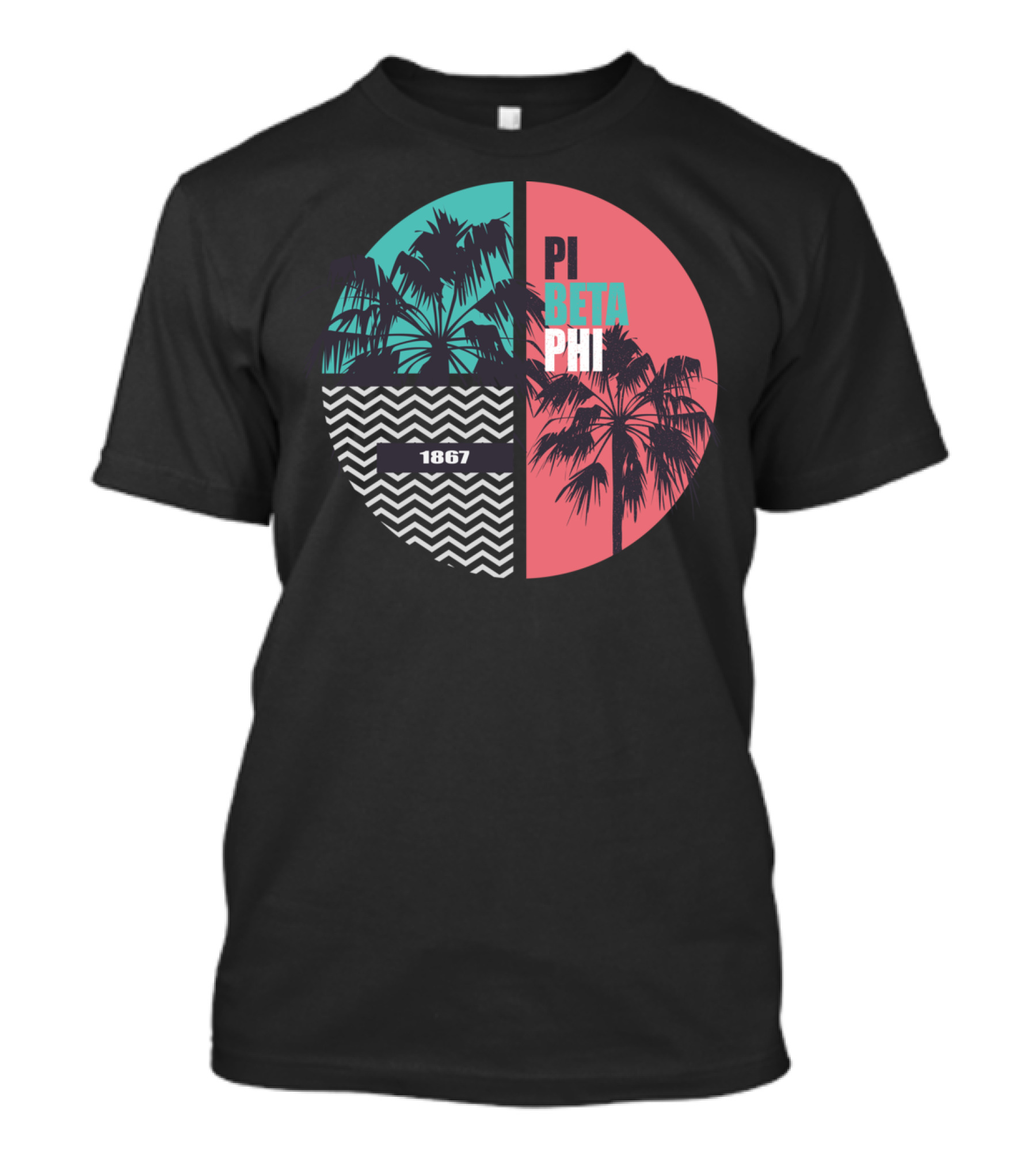 Pi Beta Phi Palm Trees 1867 Chevron Circle T-Shirt