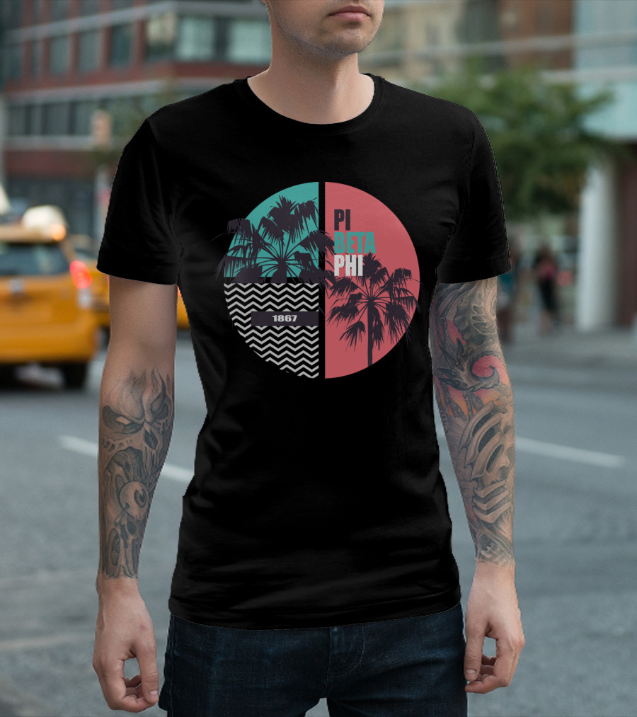 Pi Beta Phi Palm Trees 1867 Chevron Circle T-Shirt