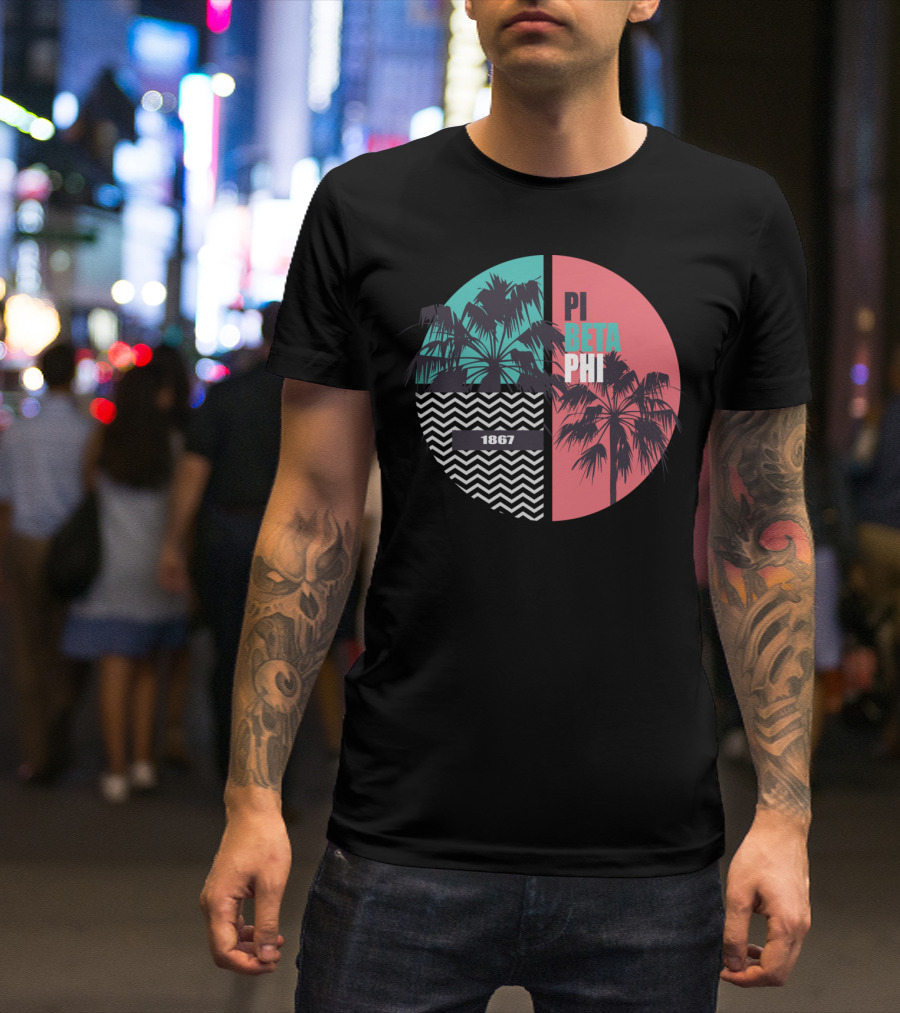 Pi Beta Phi Palm Trees 1867 Chevron Circle T-Shirt