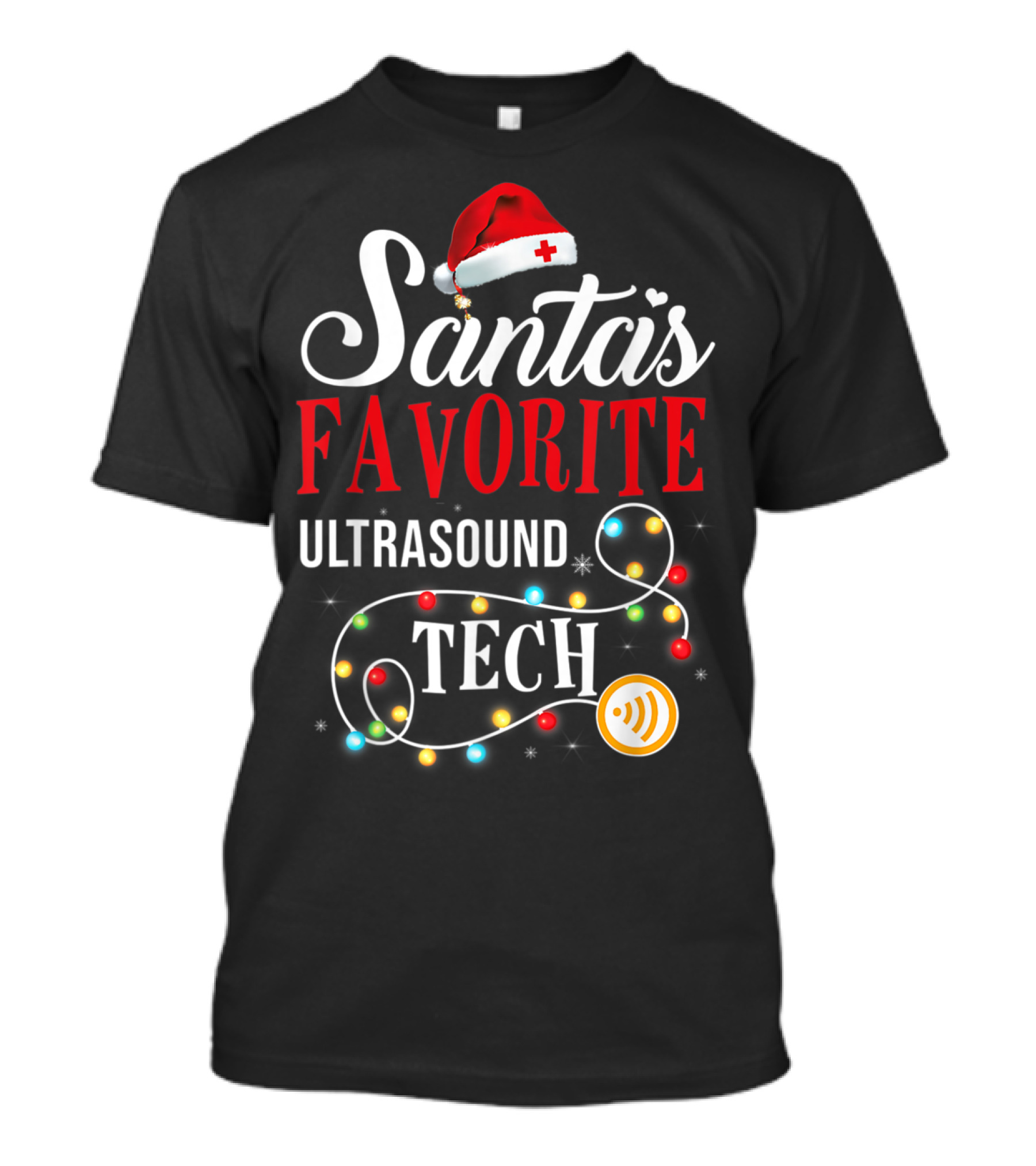 Santa's Favorite Ultrasound Tech Christmas Lights T-Shirt