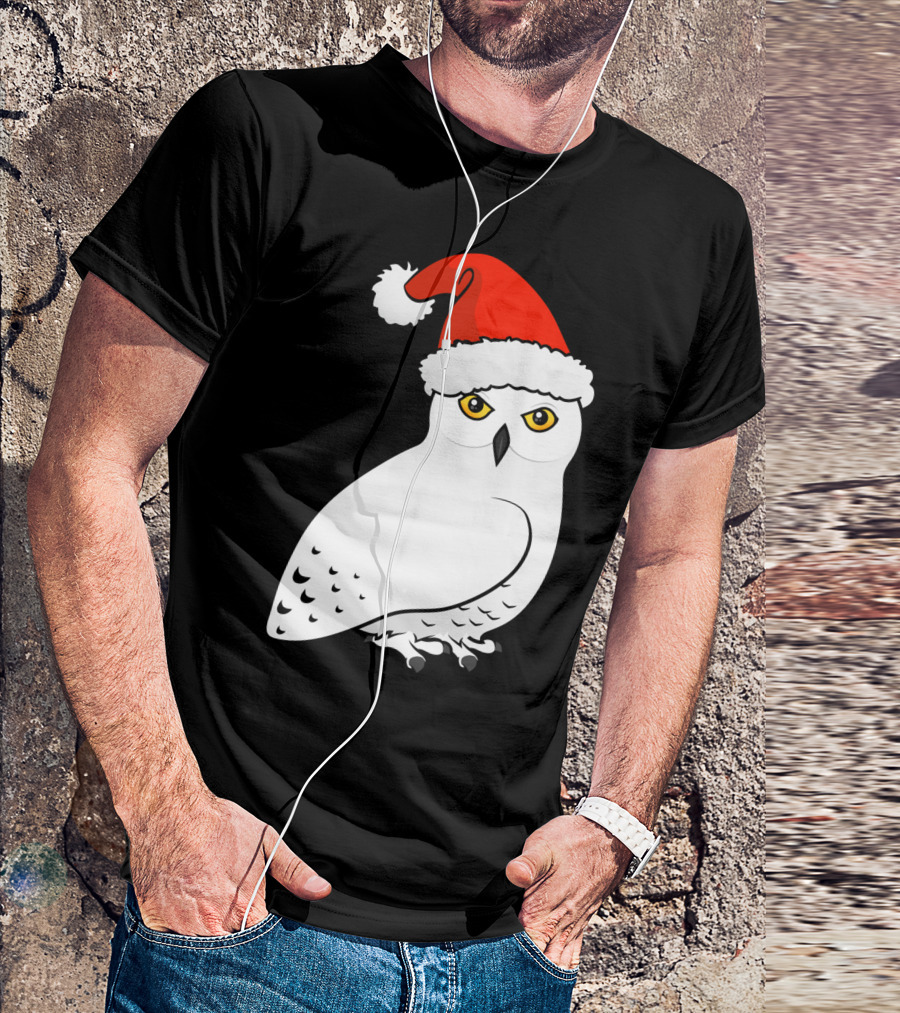 Snowy Owl In Santa Hat For Festive Holiday Season T-Shirt