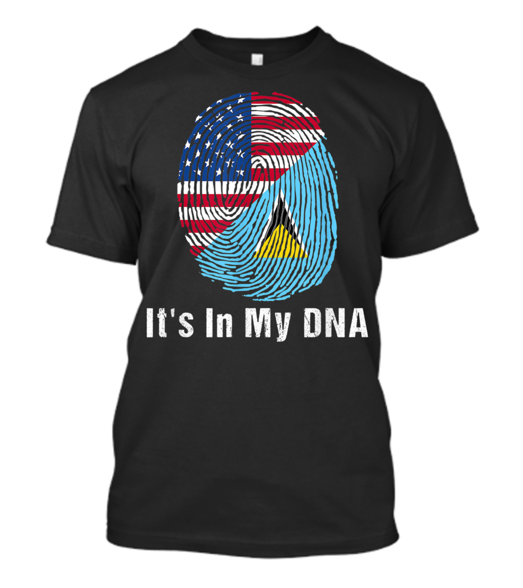 It's In My DNA St Lucia Flag USA Flag Fingerprint T-Shirt