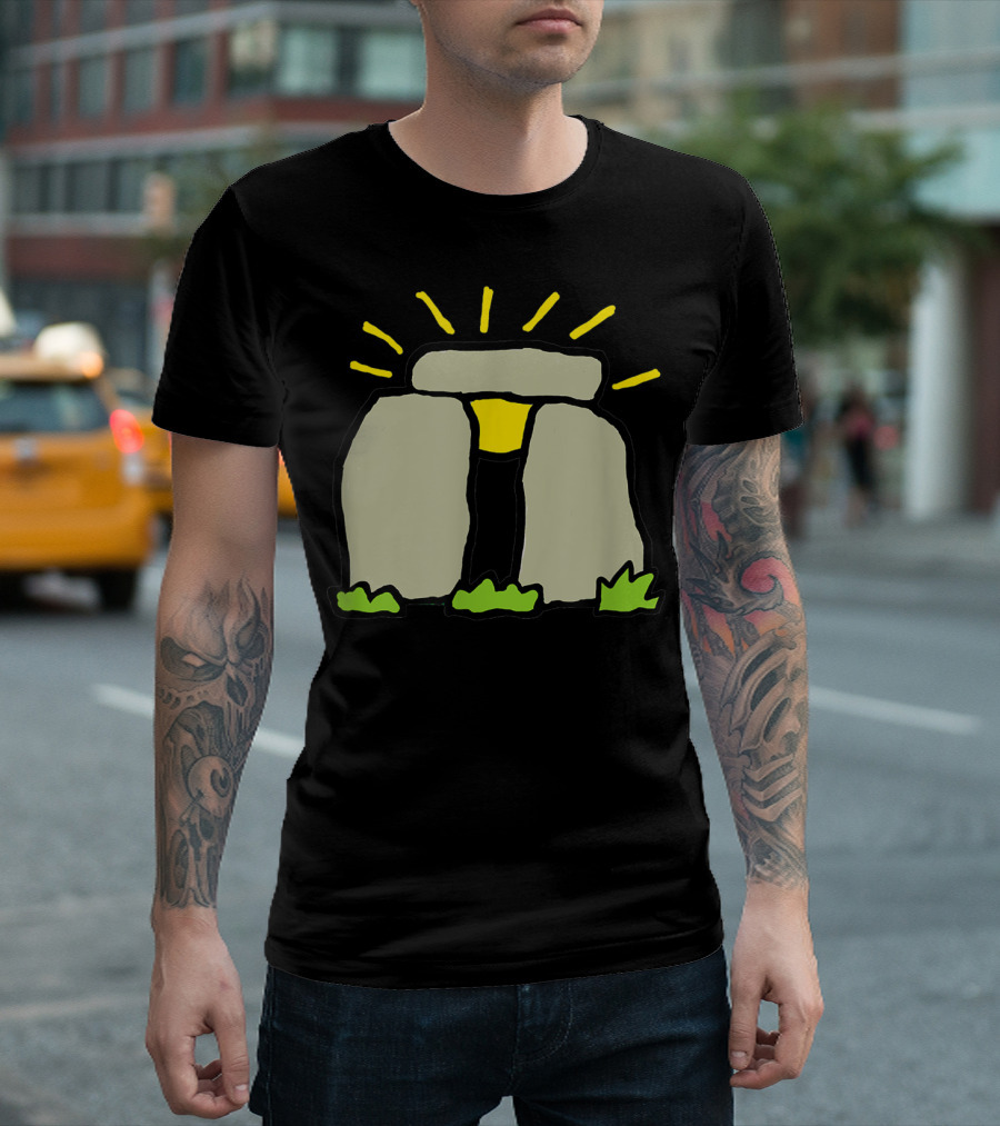 Stonehenge Sunlight Illustration With Green Grass T-Shirt