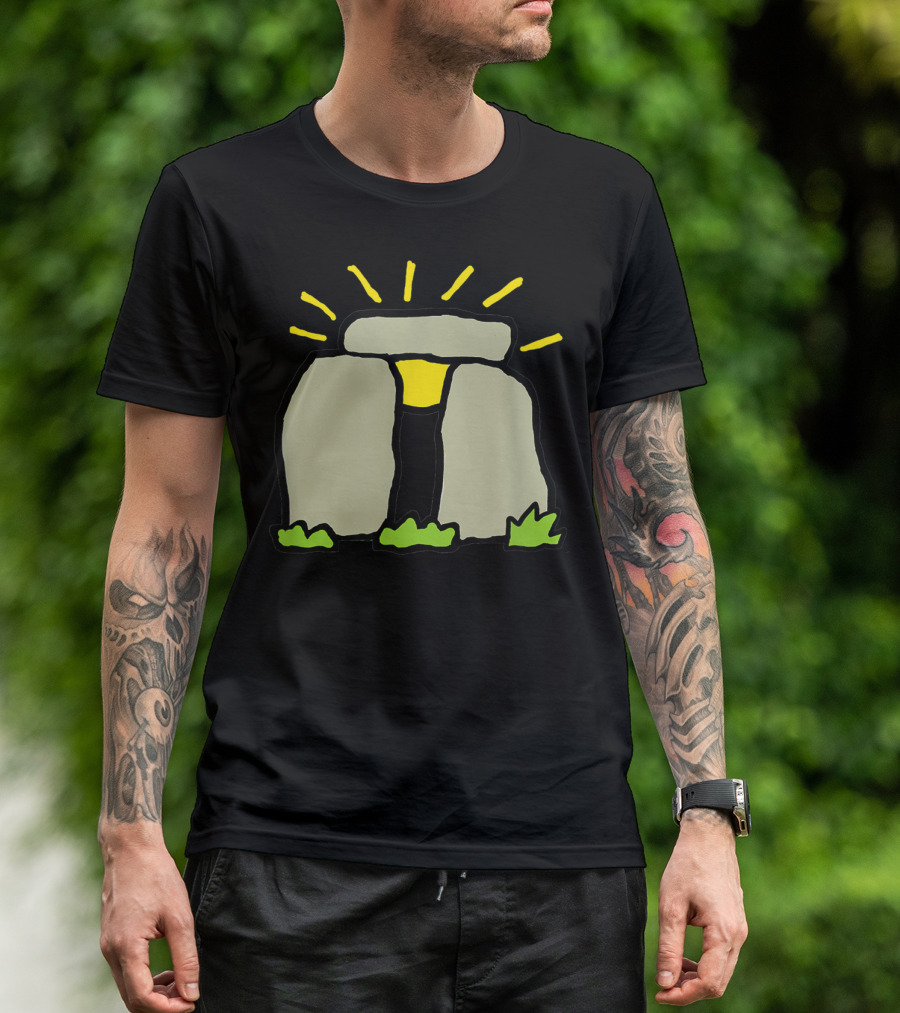 Stonehenge Sunlight Illustration With Green Grass T-Shirt