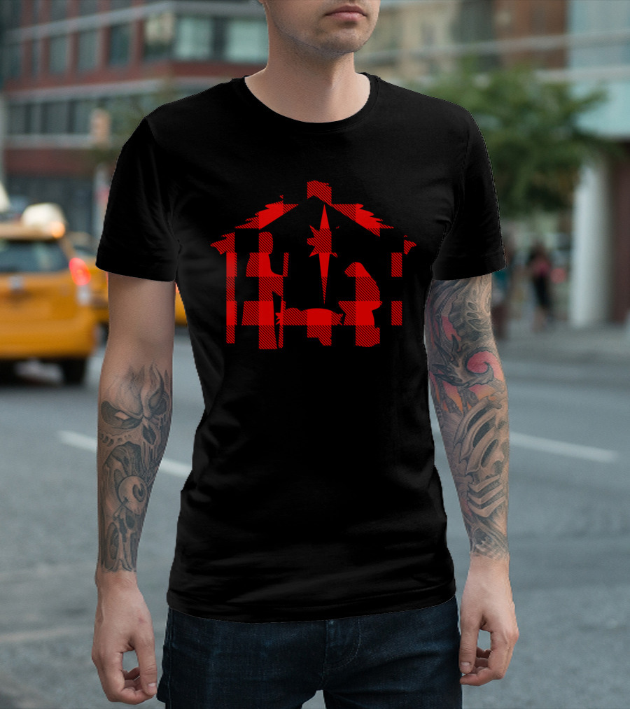 True Story Christmas Manger Nativity Scene Buffalo Plaid T-Shirt