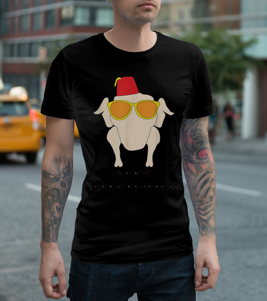 Happy Thanksgiving Turkey Wearing Sunglasses And Hat T-Shirt