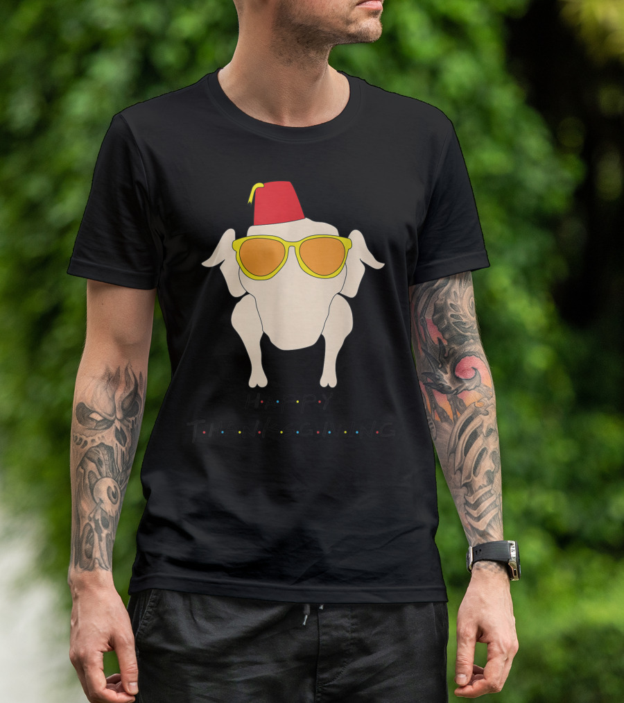 Happy Thanksgiving Turkey Wearing Sunglasses And Hat T-Shirt