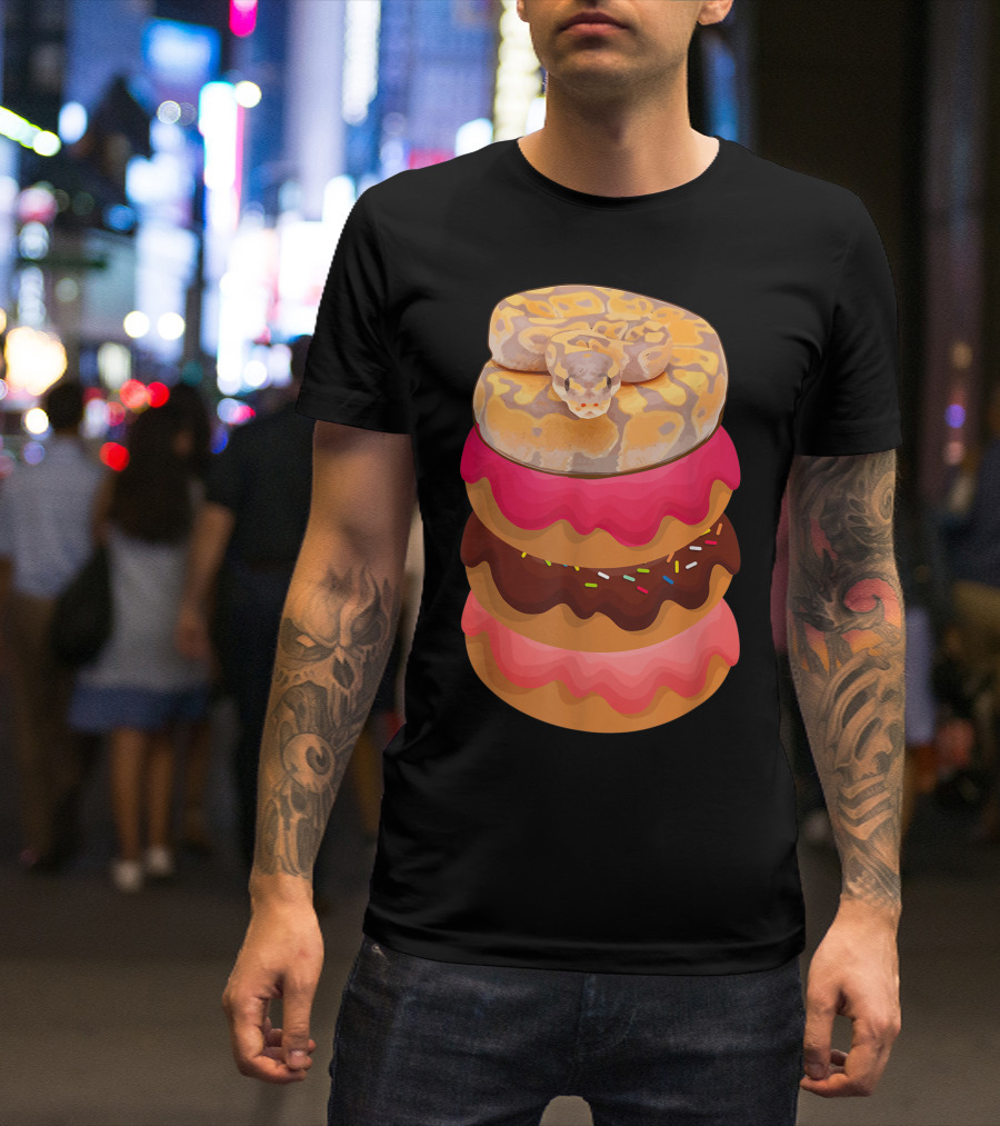 Ball Python Snakes On Colorful Donuts Stack T-Shirt