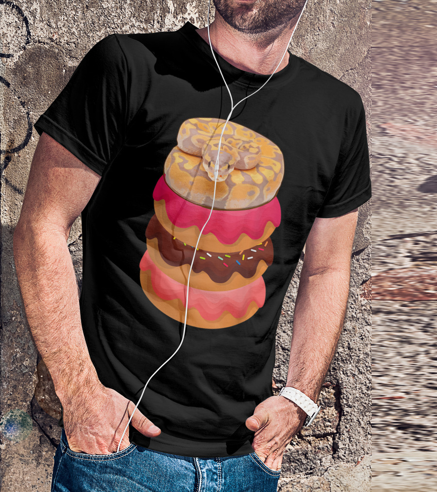 Ball Python Snakes On Colorful Donuts Stack T-Shirt