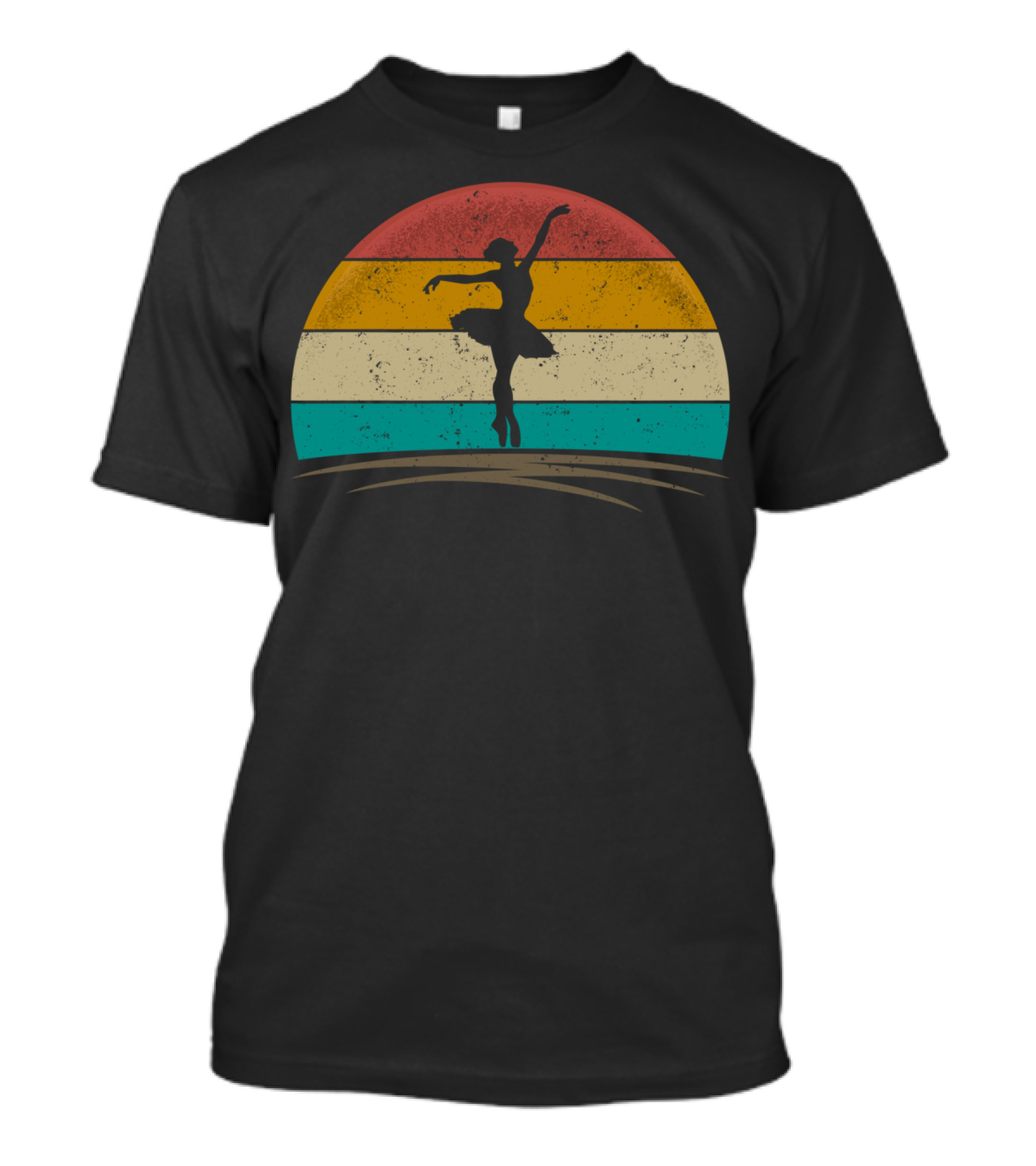 Vintage Distressed Retro Sunset Ballerina Ballet T-Shirt
