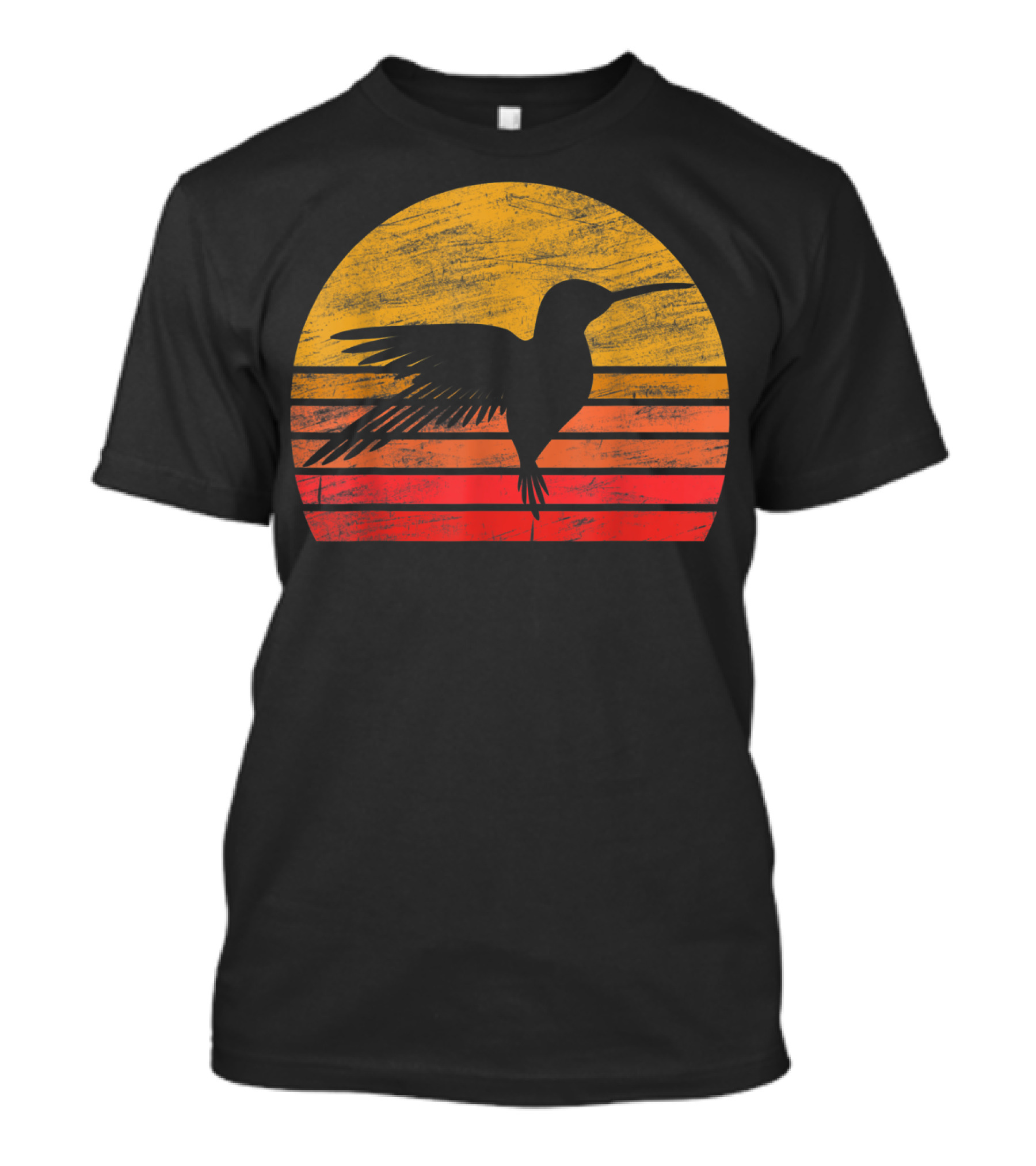 Vintage Eighties Style Hummingbird Bird Retro Sunset T-Shirt